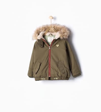 Parka with fur hood