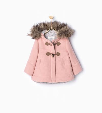 Duffle coat with fur hood
