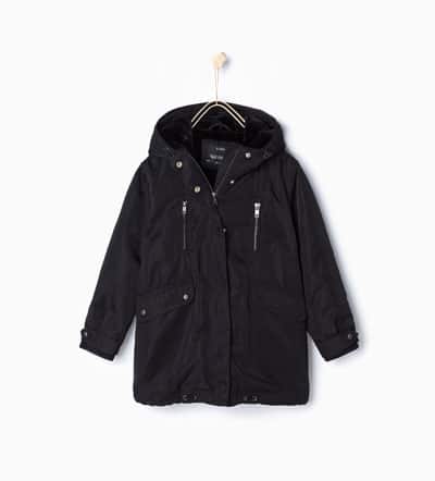 Parka with detachable lining and hood