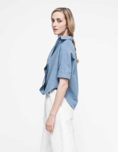 Twist Top in Chambray